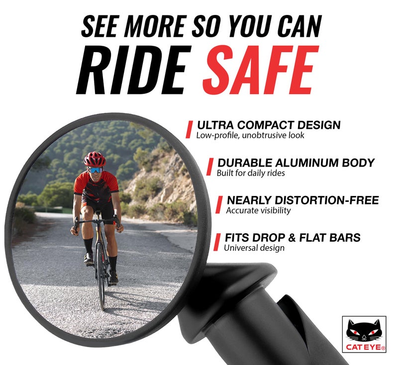 CATEYE BM-45 Bar End Mirror â€“ Ultra Compact Mirror for Road, MTB and Gravel Bikes, Durable Aluminum with Scratch-Resistant Glass, Visibility and Safety for Cyclists - Image 3